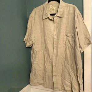 Tasso Elba Island - men’s short sleeve buttons down - XXL - silk/linen- beige